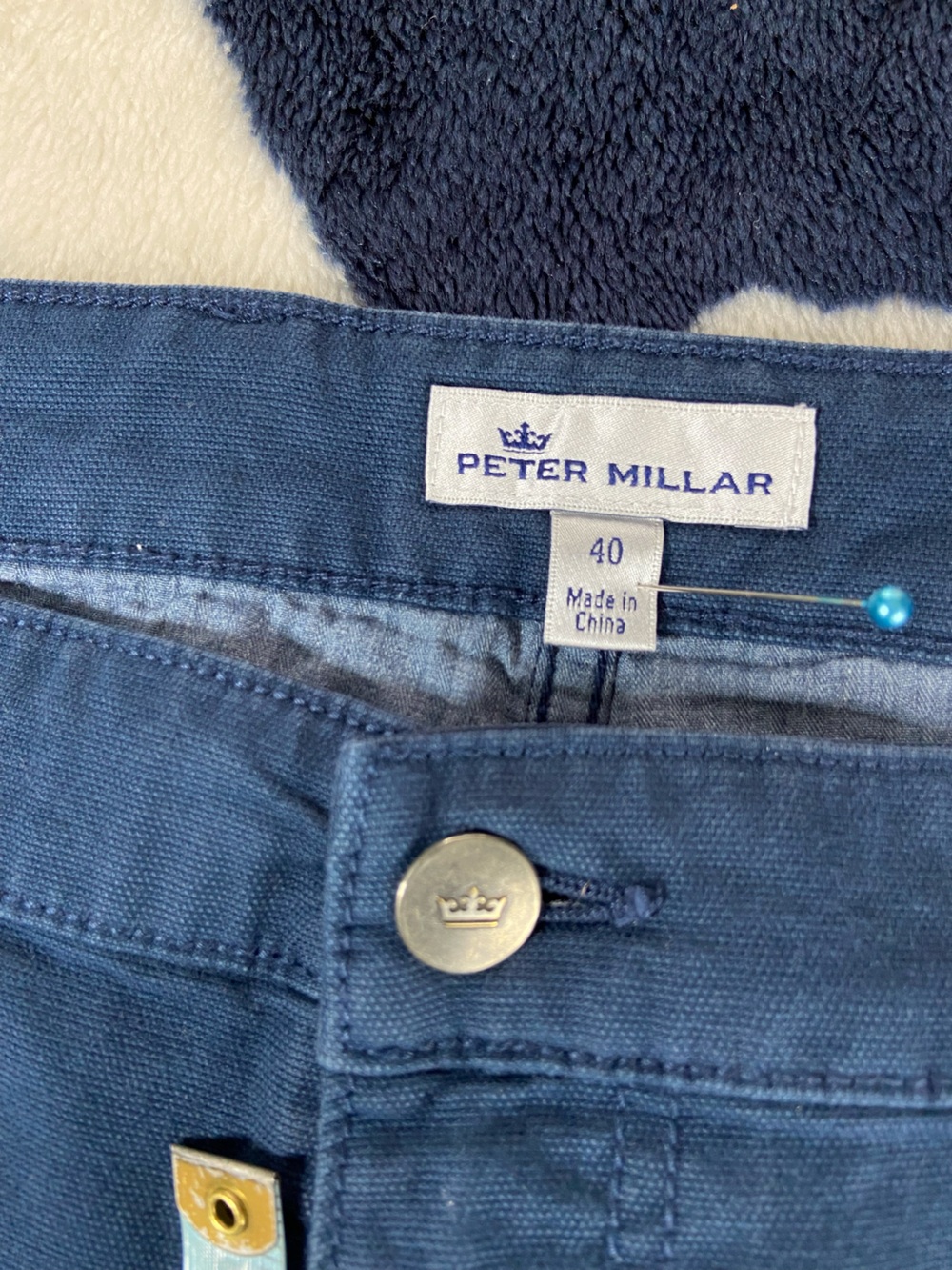 Peter Millar Dark Blue Cotton Blend Canvas Pants Size 40 Men’s Straight Leg - Picture 8 of 12